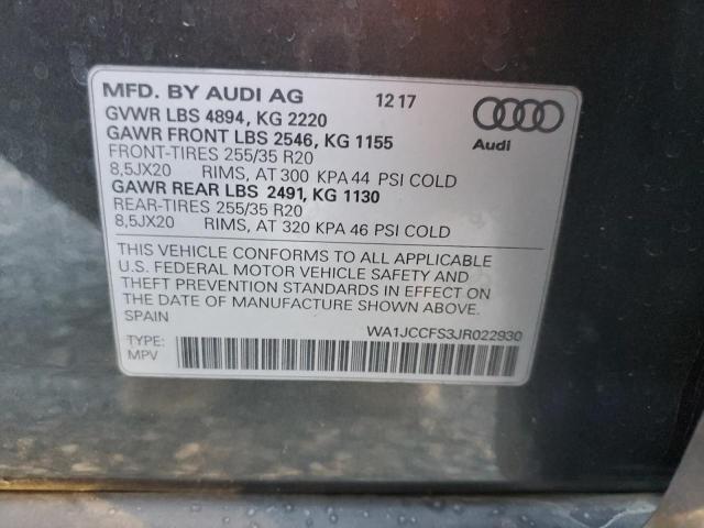 Photo 10 from auction – 2018 AUDI Q3 PREMIUM with VIN WA1JCCFS3JR022930