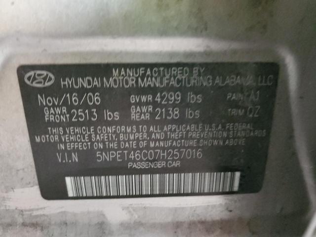 Photo 10 from auction – 2007 HYUNDAI SONATA GLS with VIN 5NPET46C07H257016