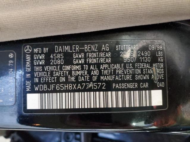 Photo 10 from auction – 1999 MERCEDES-BENZ E 320 with VIN WDBJF65H8XA771572