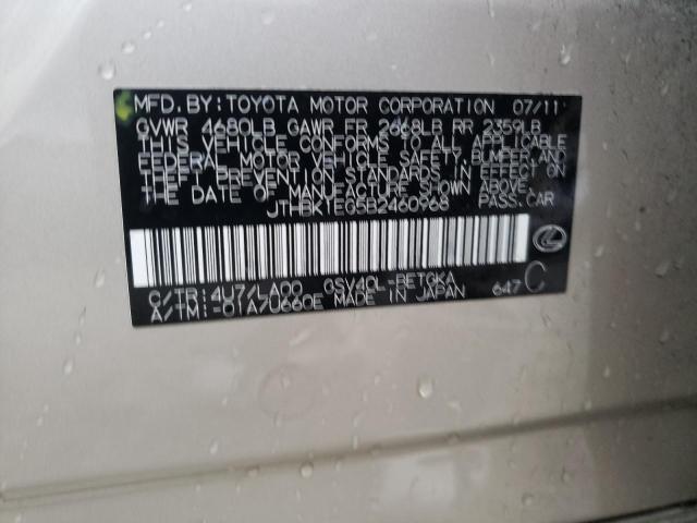Photo 10 from auction – 2011 LEXUS ES 350 with VIN JTHBK1EG5B2460968