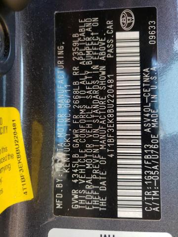 Photo 10 from auction – 2011 TOYOTA CAMRY BASE with VIN 4T1BF3EK8BU220481