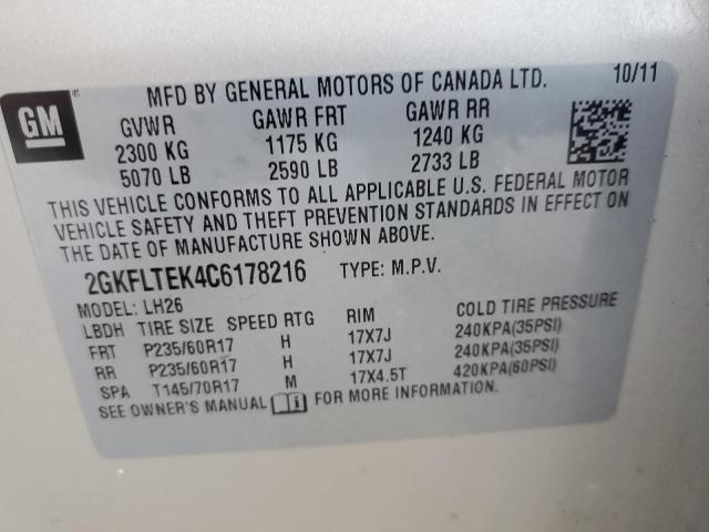 Photo 10 from auction – 2012 GMC TERRAIN SL with VIN 2GKFLTEK4C6178216