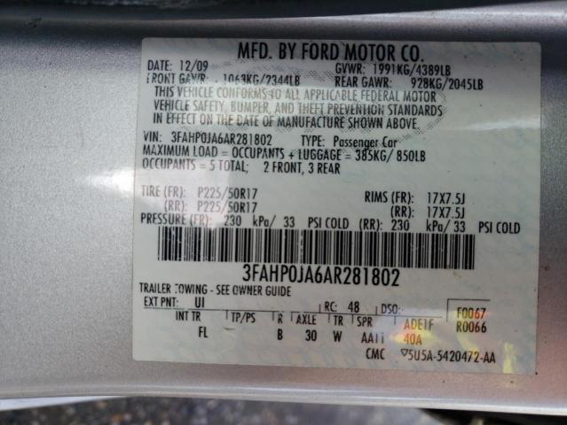 Photo 10 from auction – 2010 FORD FUSION SEL with VIN 3FAHP0JA6AR281802