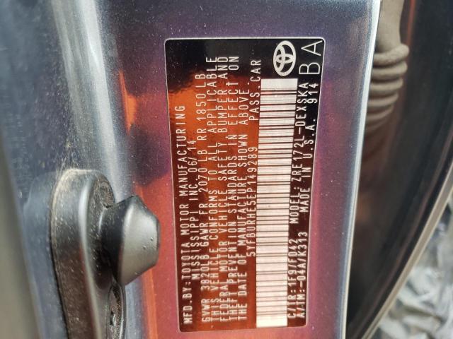 Photo 10 from auction – 2014 TOYOTA COROLLA L with VIN 5YFBURHE5EP149289