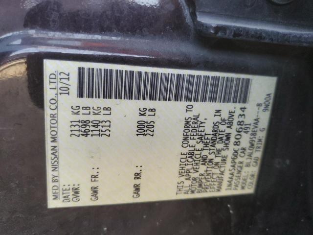 Photo 10 from auction – 2013 NISSAN MAXIMA S with VIN 1N4AA5AP6DC806834