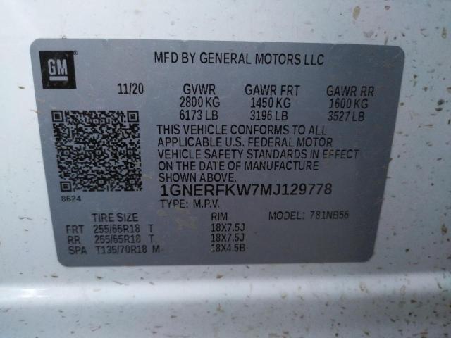 Photo 10 from auction – 2021 CHEVROLET TRAVERSE L with VIN 1GNERFKW7MJ129778