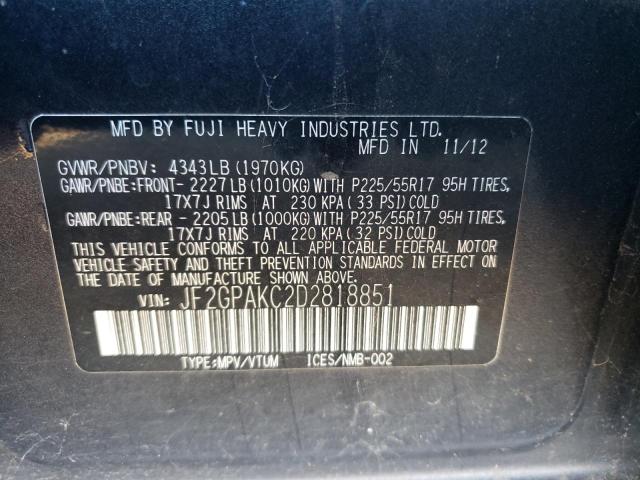 Photo 10 from auction – 2013 SUBARU XV CROSSTR with VIN JF2GPAKC2D2818851