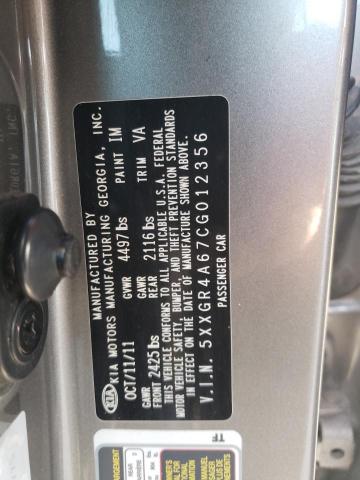 Photo 10 from auction – 2012 KIA OPTIMA SX with VIN 5XXGR4A67CG012356