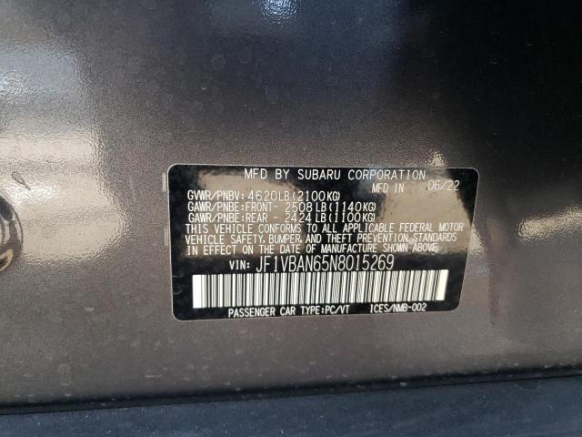 Photo 10 from auction – 2022 SUBARU WRX LIMITE with VIN JF1VBAN65N8015269