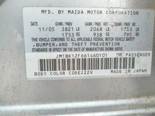 Photo 10 from auction – 2006 MAZDA 3 I with VIN JM1BK12F661460101