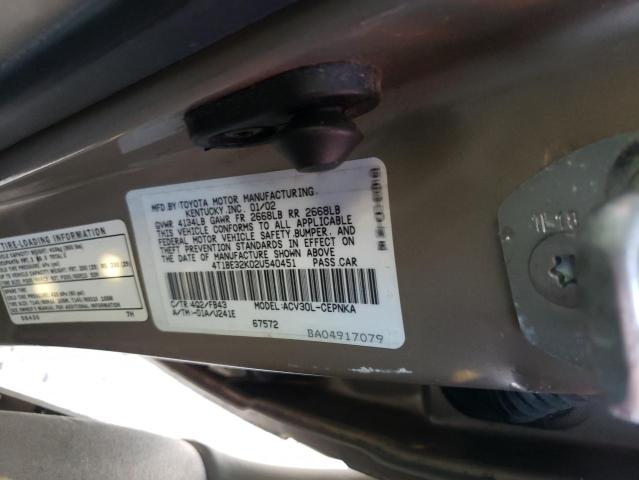 Photo 10 from auction – 2002 TOYOTA CAMRY LE with VIN 4T1BE32K02U540451