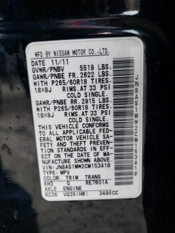 Photo 10 from auction – 2012 INFINITI FX35 with VIN JN8AS1MW2CM153418