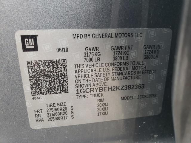 Photo 10 from auction – 2019 CHEVROLET SILVERADO with VIN 1GCRYBEH2KZ382363
