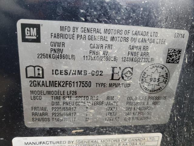 Photo 10 from auction – 2015 GMC TERRAIN SL with VIN 2GKALMEK2F6117550