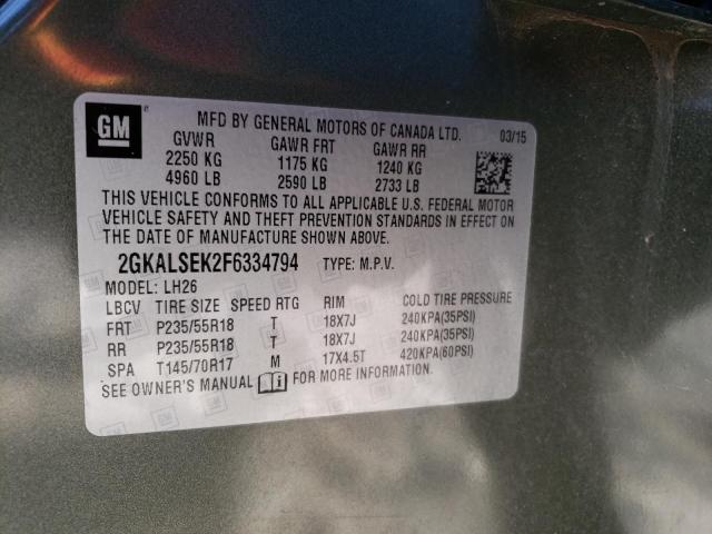 Photo 10 from auction – 2015 GMC TERRAIN SL with VIN 2GKALSEK2F6334794