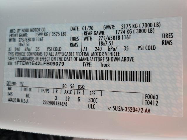 Photo 10 from auction – 2020 FORD F150 SUPER with VIN 1FTEW1E42LFB09079