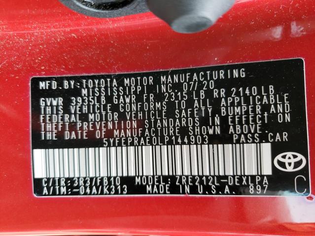 Photo 10 from auction – 2020 TOYOTA COROLLA LE with VIN 5YFEPRAE0LP144903