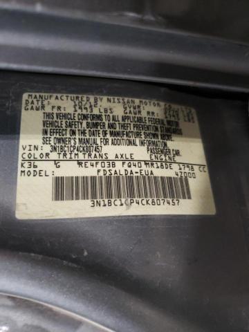 Photo 10 from auction – 2012 NISSAN VERSA S with VIN 3N1BC1CP4CK807457