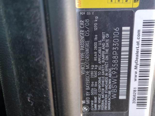 Photo 10 from auction – 2008 BMW M3 with VIN WBSWL93588P330106