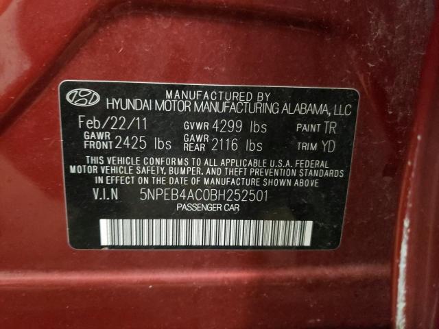 Photo 10 from auction – 2011 HYUNDAI SONATA GLS with VIN 5NPEB4AC0BH252501