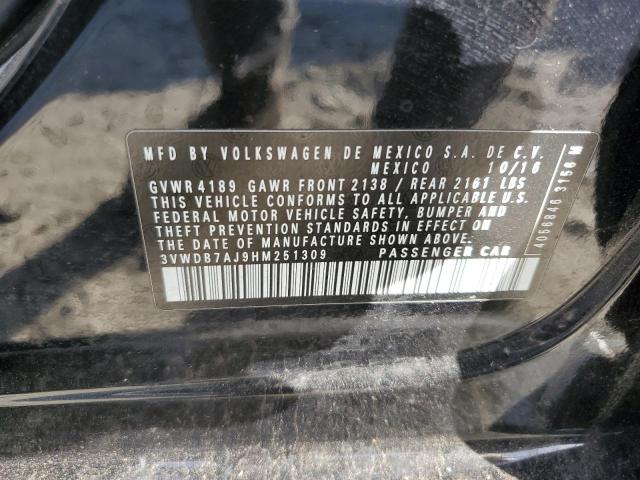 Photo 10 from auction – 2017 VOLKSWAGEN JETTA SE with VIN 3VWDB7AJ9HM251309