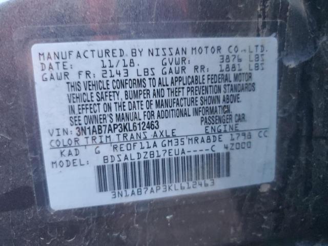 Photo 10 from auction – 2019 NISSAN SENTRA S with VIN 3N1AB7AP3KL612463