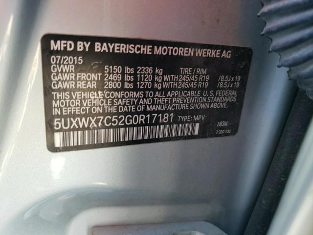 Photo 10 from auction – 2016 BMW X3 XDRIVE3 with VIN 5UXWX7C52G0R17181