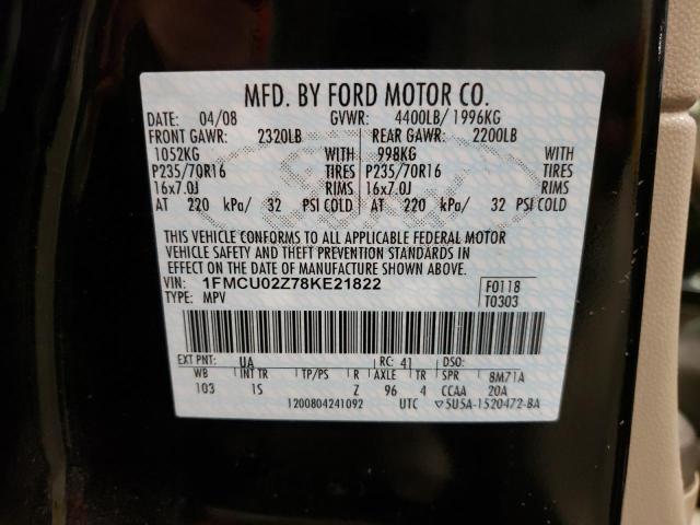 Photo 10 from auction – 2008 FORD ESCAPE XLS with VIN 1FMCU02Z78KE21822
