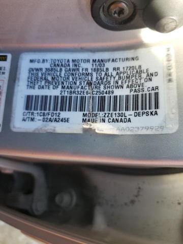 Photo 10 from auction – 2004 TOYOTA COROLLA CE with VIN 2T1BR32E64C250489