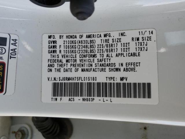 Photo 10 from auction – 2015 HONDA CR-V EXL with VIN 5J6RM4H75FL015180