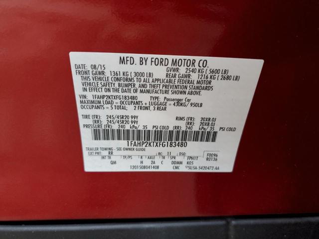 Photo 10 from auction – 2015 FORD TAURUS SHO with VIN 1FAHP2KTXFG183480