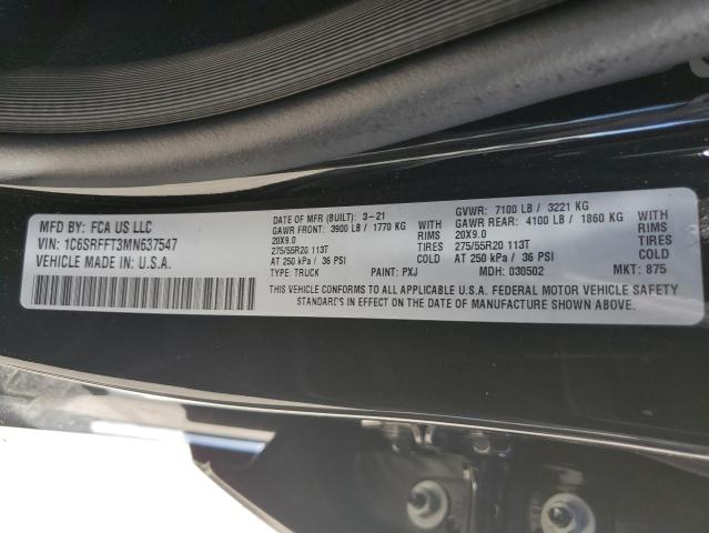 Photo 10 from auction – 2021 RAM 1500 BIG H with VIN 1C6SRFFT3MN637547