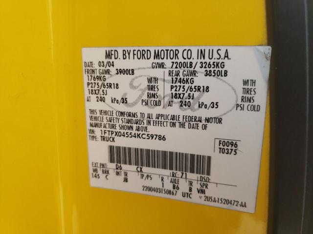 Photo 10 from auction – 2004 FORD F150 with VIN 1FTPX04554KC59786