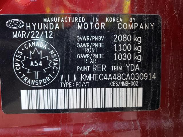 Photo 10 from auction – 2012 HYUNDAI SONATA HYB with VIN KMHEC4A48CA030914