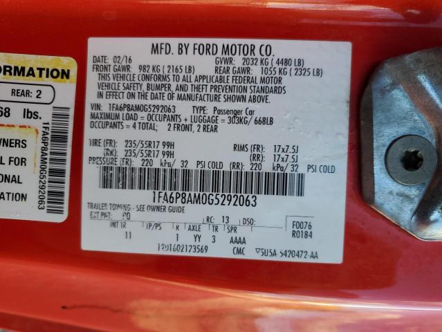 Photo 10 from auction – 2016 FORD MUSTANG with VIN 1FA6P8AM0G5292063
