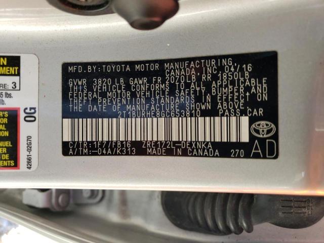 Photo 10 from auction – 2016 TOYOTA COROLLA L with VIN 2T1BURHE8GC653810