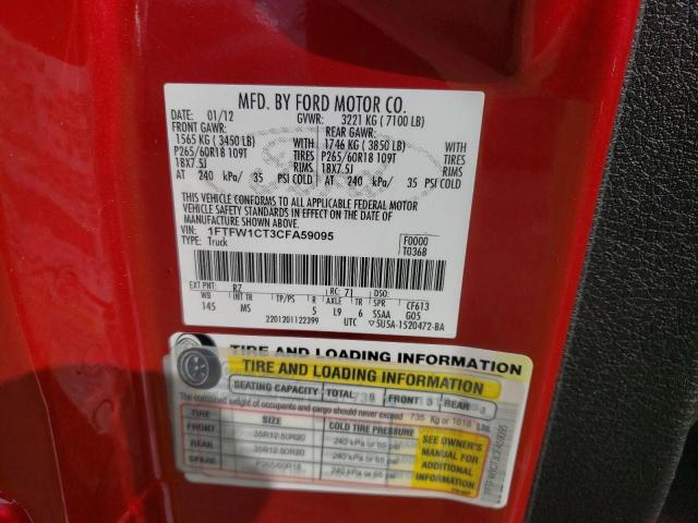 Photo 10 from auction – 2012 FORD F150 SUPER with VIN 1FTFW1CT3CFA59095