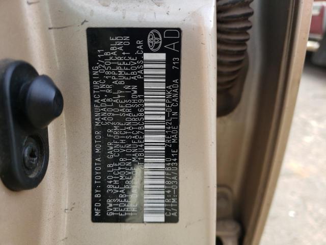 Photo 10 from auction – 2011 TOYOTA COROLLA 5- with VIN 2T1BU4EE7BC586391