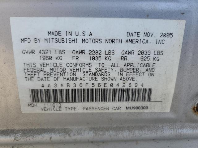 Photo 10 from auction – 2006 MITSUBISHI GALANT ES with VIN 4A3AB36F56E042894