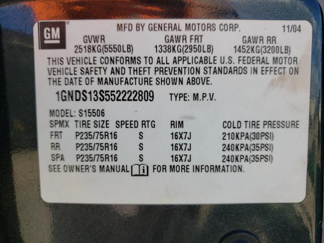 Photo 10 from auction – 2005 CHEVROLET TRAILBLAZE with VIN 1GNDS13S552222809