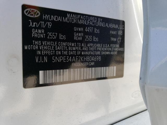 Photo 10 from auction – 2019 HYUNDAI SONATA LIM with VIN 5NPE34AF2KH804698