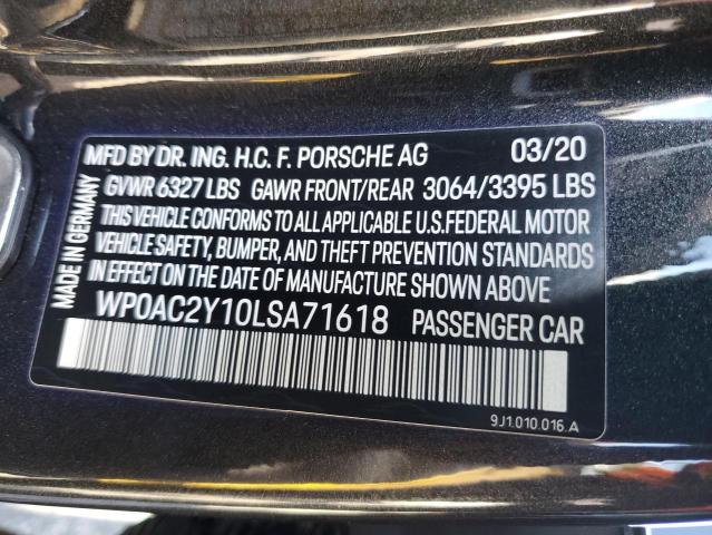 Photo 10 from auction – 2020 PORSCHE TAYCAN TUR with VIN WP0AC2Y10LSA71618