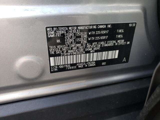 Photo 10 from auction – 2021 TOYOTA RAV4 LE with VIN 2T3H1RFV1MC093234