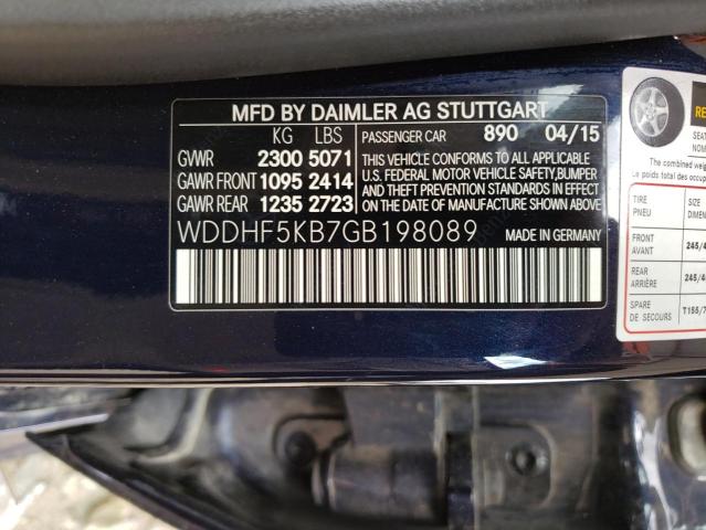 Photo 10 from auction – 2016 MERCEDES-BENZ E 350 with VIN WDDHF5KB7GB198089