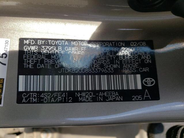 Photo 10 from auction – 2008 TOYOTA PRIUS with VIN JTDKB20U883379633