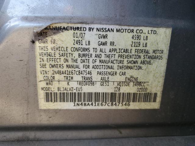 Photo 10 from auction – 2007 NISSAN MAXIMA SE with VIN 1N4BA41E67C847546