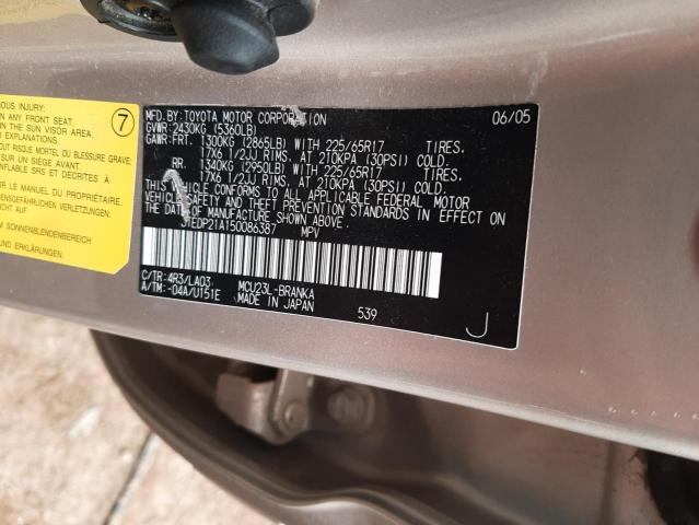 Photo 10 from auction – 2005 TOYOTA HIGHLANDER with VIN JTEDP21A150086387