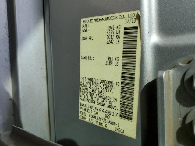 Photo 10 from auction – 2011 NISSAN ALTIMA BAS with VIN 1N4AL2AP3BN444617