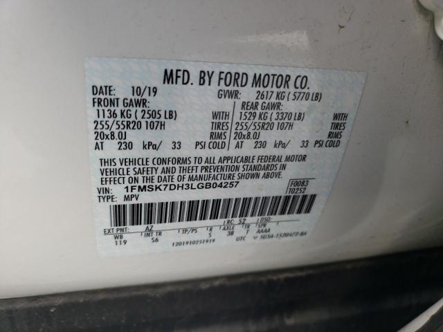 Photo 10 from auction – 2020 FORD EXPLORER X with VIN 1FMSK7DH3LGB04257