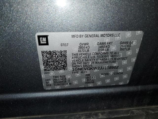 Photo 10 from auction – 2018 CHEVROLET TRAVERSE L with VIN 1GNEVGKW2JJ108902